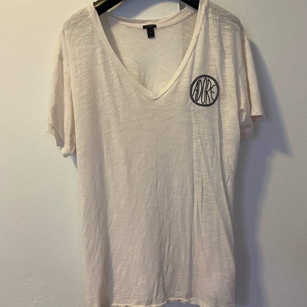 Jcrew- white, embroidered adore T-shirt,. Just like new!